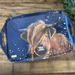 Alex Clark Christmas Large Tray - Highland Cow