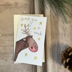 Alex Clark Christmas Pack of 5 Thank You Notelets - Reindeer