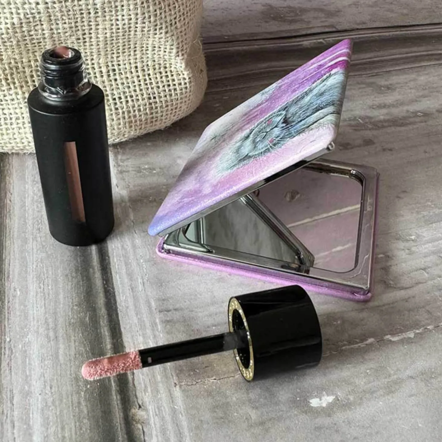 Alex Clark Vegan Leather Compact Mirror - Misty
