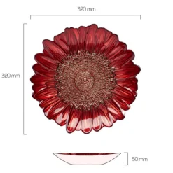 Anton Studio Designs Glass Red Sunflower Bowl - 32cm