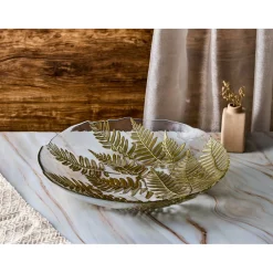 Anton Studio Designs Gold Fern Glass Bowl - 40cm