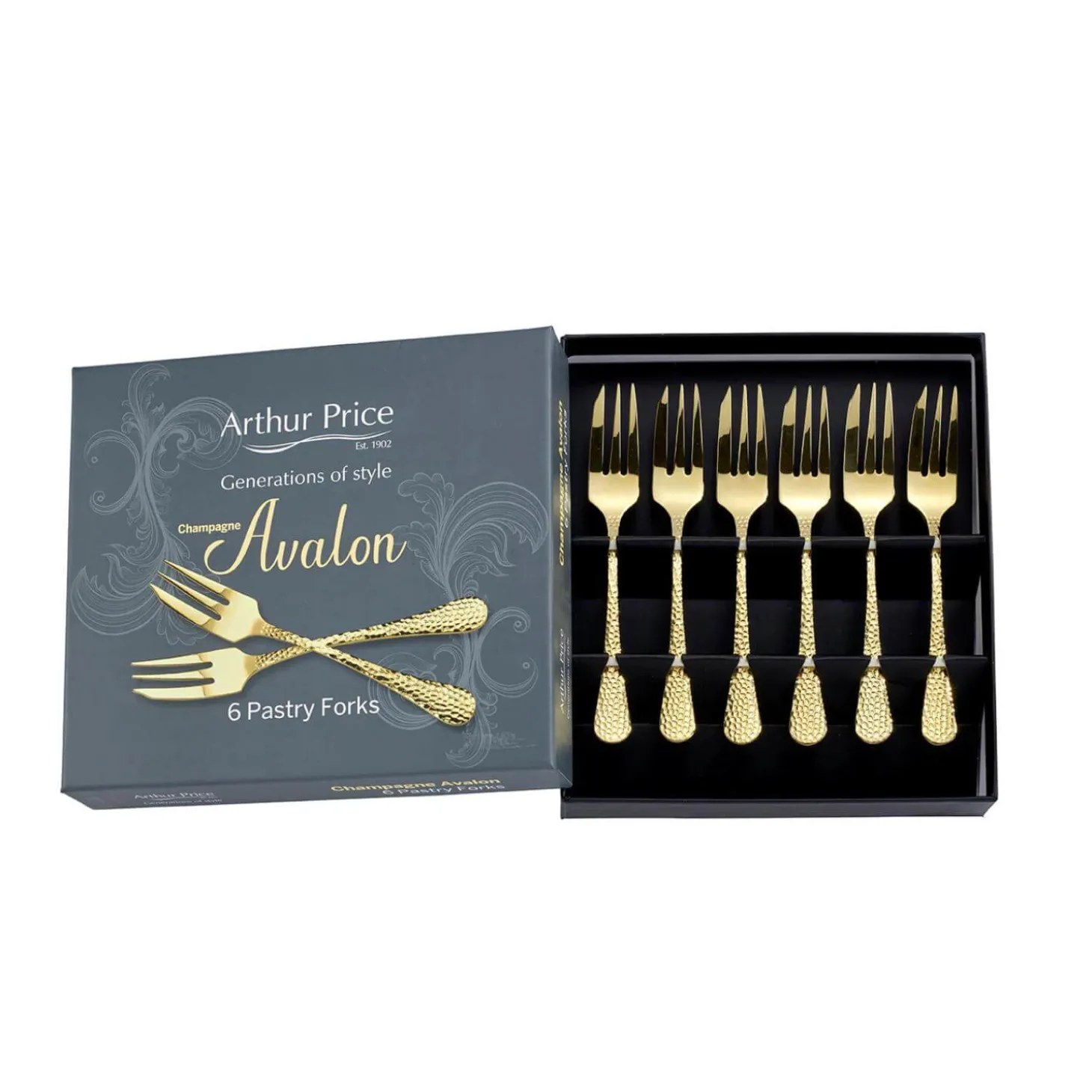 Arthur Price Champagne Avalon Stainless Steel Pastry Forks - Set of 6