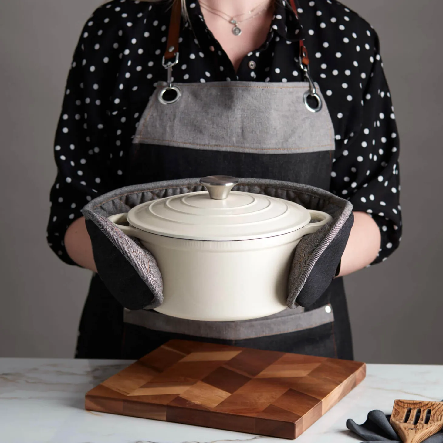 Barbary & Oak Denim Apron With Leather Detail