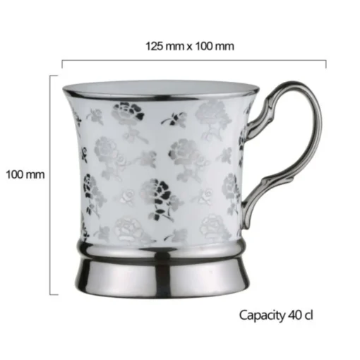 Bia International Porcelain Rose 400ml Mug - Platinum