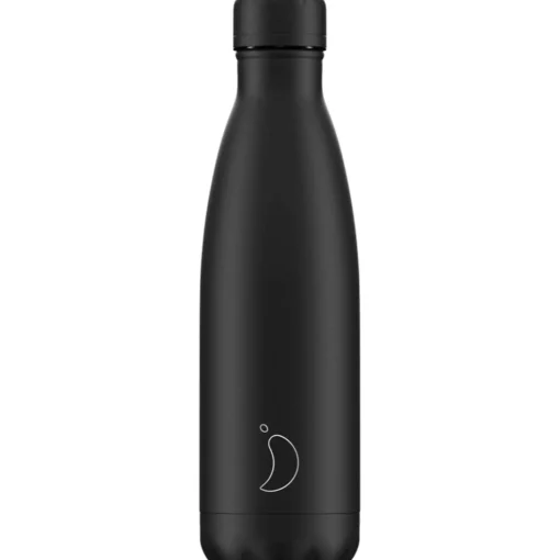 Chilly's 500ml Monochrome Reusable Water Bottle - All Black