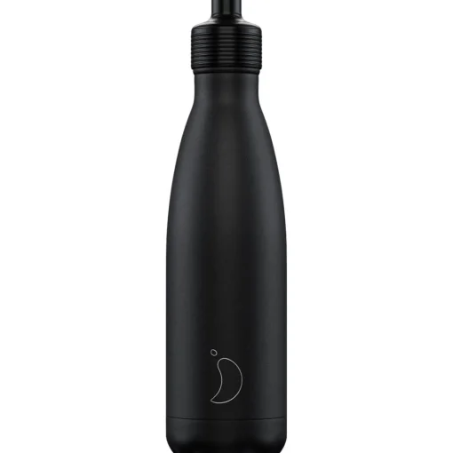 Chilly's 500ml Sports Reusable Water Bottle - Monochrome Black