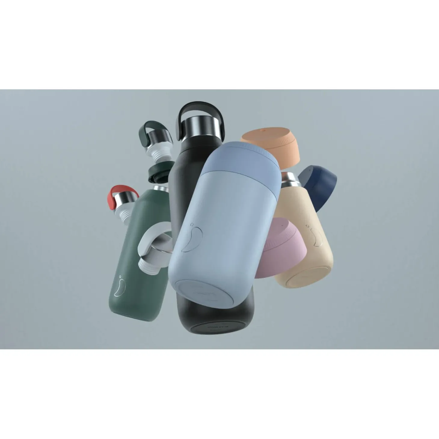 Chilly's Series 2 500ml Hydration Reusable Water Bottle & 34cl Coffee Cup Set - Whale Blue