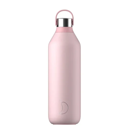 Chilly's Series 2 Reusable Water Bottle, Coffee Cup & Cleaning Brush Set - Blush Pink