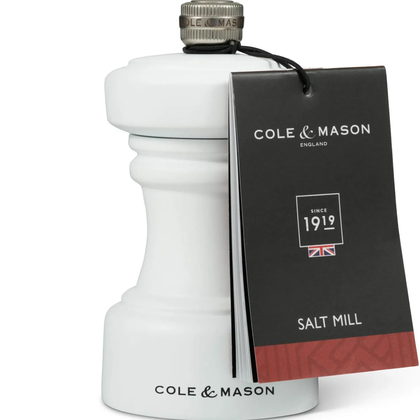 Cole & Mason Hoxton 10.4cm Beech Wood Salt Mill - White