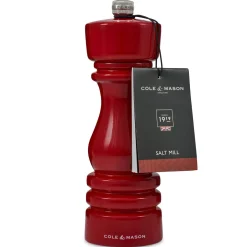 Cole & Mason London 18cm Beech Wood Salt Mill - Gloss Red