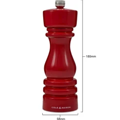 Cole & Mason London 18cm Beech Wood Salt Mill - Gloss Red