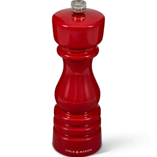 Cole & Mason London 18cm Beech Wood Pepper Mill - Gloss Red
