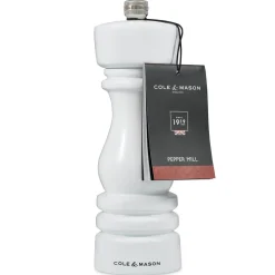 Cole & Mason London 18cm Beech Wood Pepper Mill - Gloss White