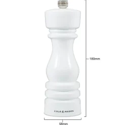 Cole & Mason London 18cm Beech Wood Pepper Mill - Gloss White