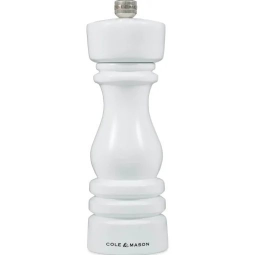 Cole & Mason London 18cm Beech Wood Salt Mill - Gloss White
