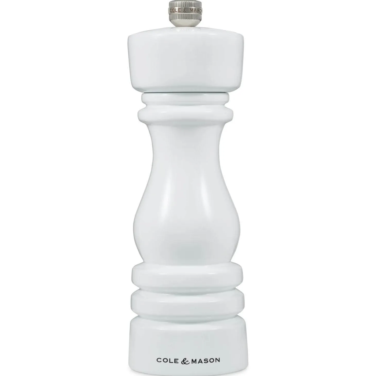 Cole & Mason London 18cm Beech Wood Salt Mill - Gloss White