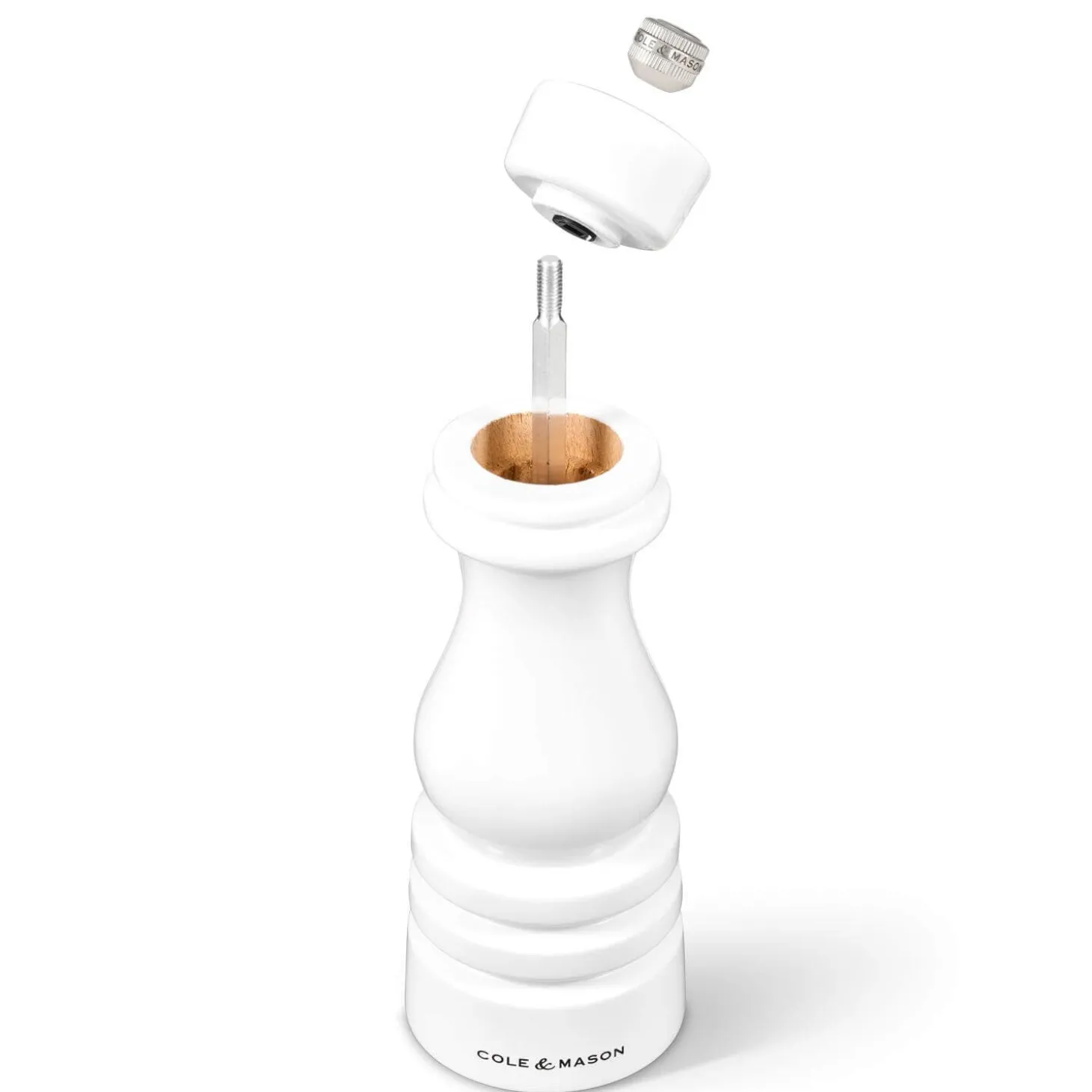 Cole & Mason London 18cm Beech Wood Salt Mill - Gloss White
