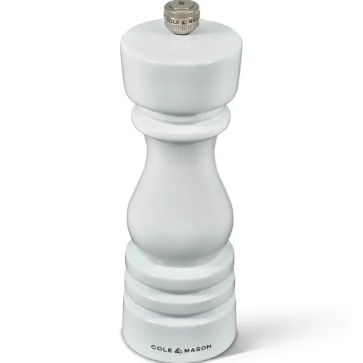 Cole & Mason London 18cm Beech Wood Salt Mill - Gloss White