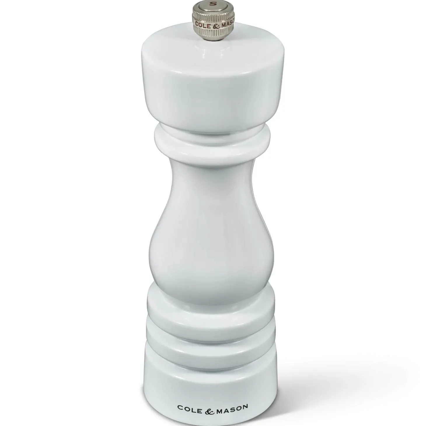 Cole & Mason London 18cm Beech Wood Salt Mill - Gloss White