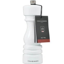 Cole & Mason London 18cm Beech Wood Salt Mill - Gloss White