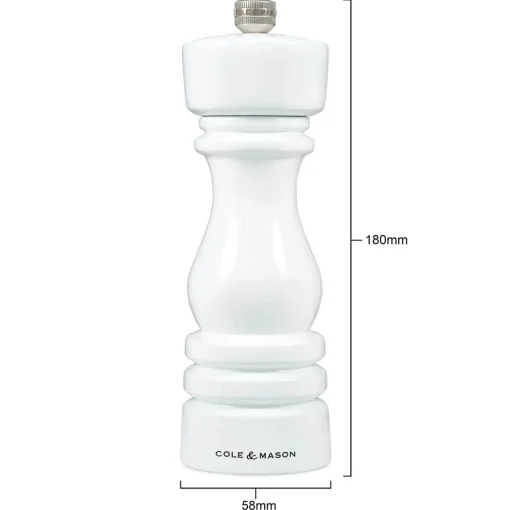Cole & Mason London 18cm Beech Wood Salt Mill - Gloss White