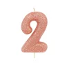 Creative Party Glitter Numeral Moulded Rose Gold Pick Candle - Age 2