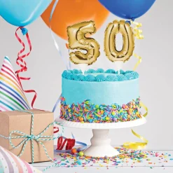 Creative Party No. 9 Self-Inflating Mini Balloon Cake Topper - Gold