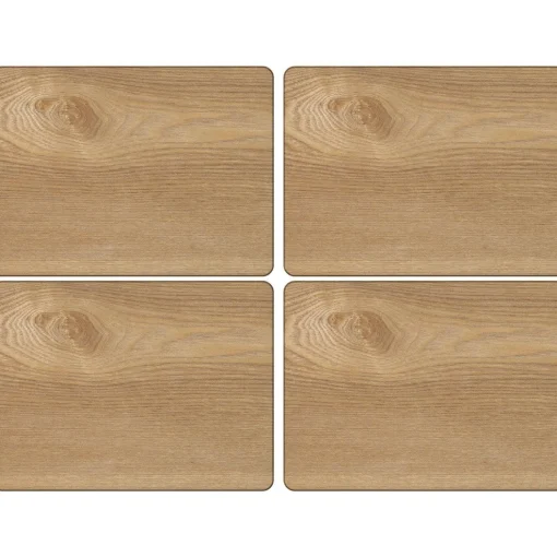 Creative Tops Naturals 4 Piece Rectangle Placemat Set - Oak Veneer