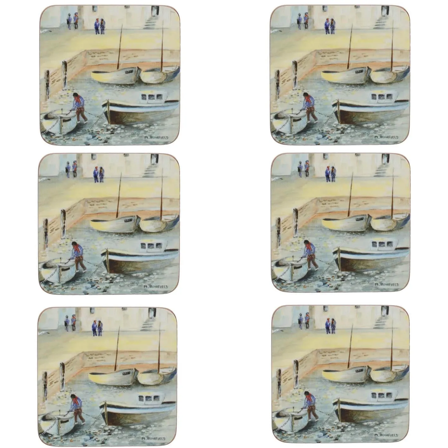 Creative Tops Set Of 6 Premium Coasters - Cornish Harbour