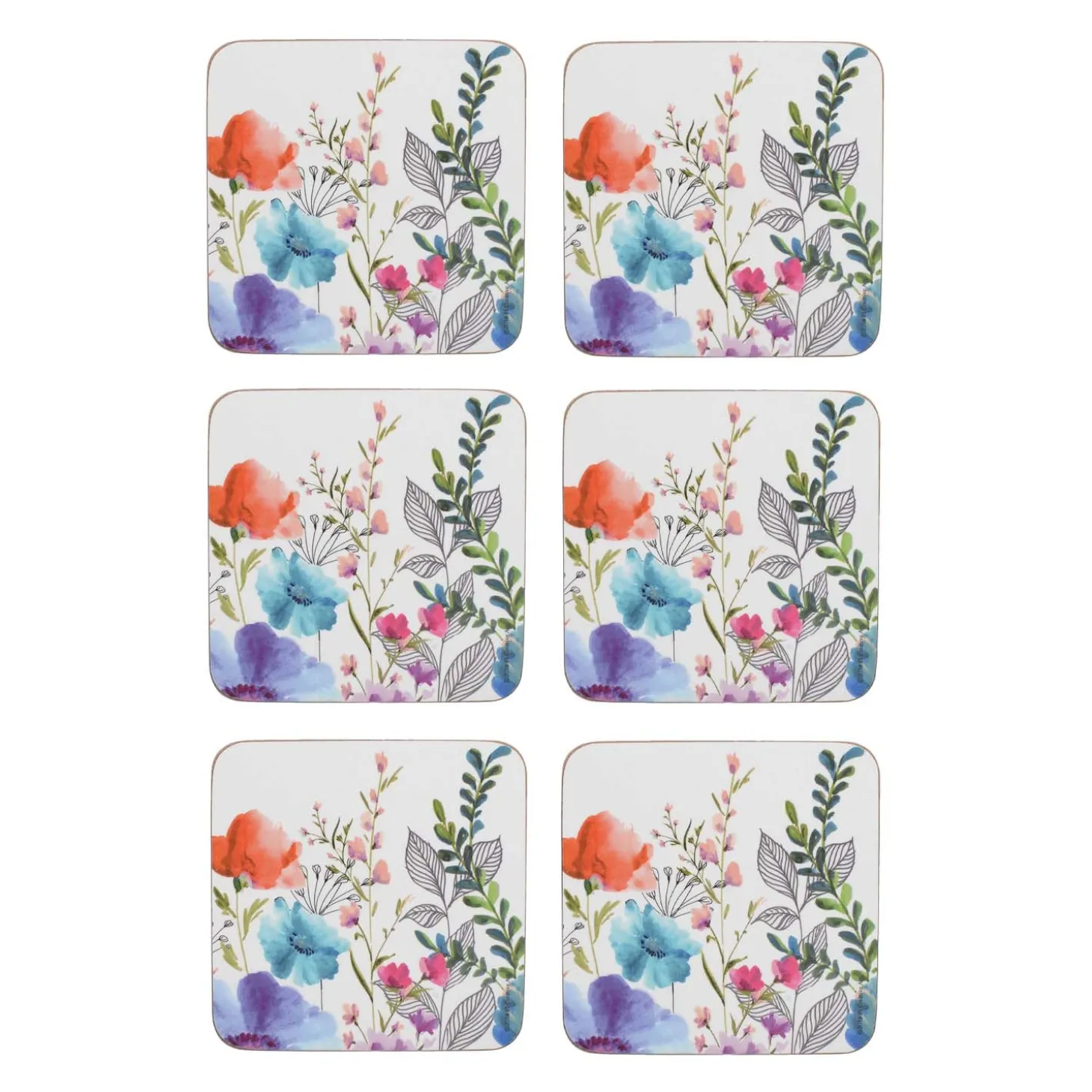 Creative Tops Set Of 6 Premium Coasters - Meadow Floral