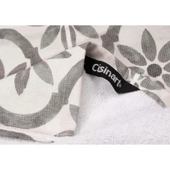 Cuisinart Pack of 2 Antimicrobial Professional Fouta Printed Tea Towel - Grey