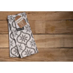 Cuisinart Pack of 2 Antimicrobial Professional Fouta Printed Tea Towel - Grey