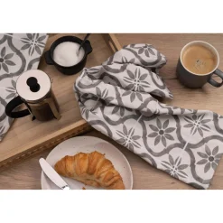 Cuisinart Pack of 2 Antimicrobial Professional Fouta Printed Tea Towel - Grey