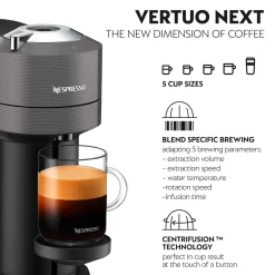 De'Longhi EN120.GYAE Nespresso Vertuo Next Coffee Machine + Aeroccino Milk Frother - Grey