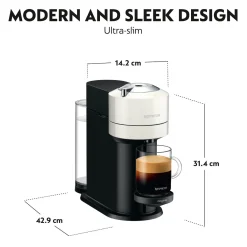De'Longhi EN120.WAE Nespresso Vertuo Next Coffee Machine + Aeroccino Milk Frother - White