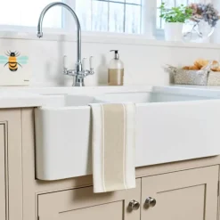 Dexam Love Colour Cotton Striped Tea Towel - Stone