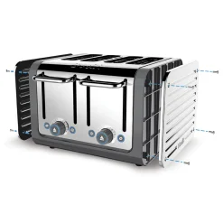 Dualit Architect 1.5 Litre Jug Kettle & 4 Slot Toaster Set - Grey & Stainless Steel