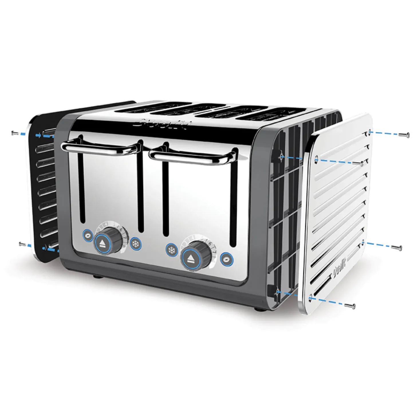 Dualit Architect 1.5 Litre Jug Kettle & 4 Slot Toaster Set - Grey & Stainless Steel