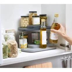 Joseph Joseph Cupboard Store 2 Tier Rotating Organiser - Grey