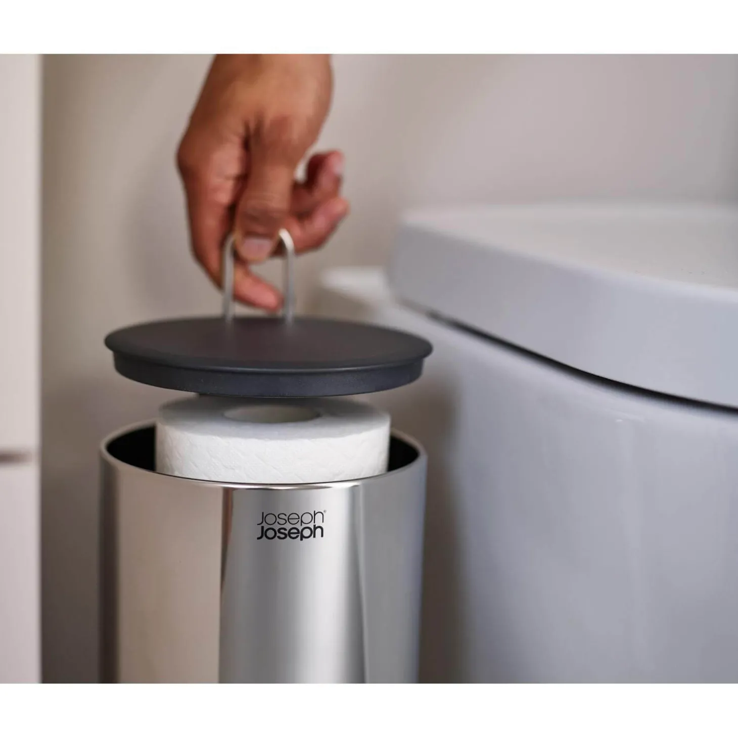 Joseph Joseph EasyStore Luxe Stainless Steel Concealed Toilet Roll Holder