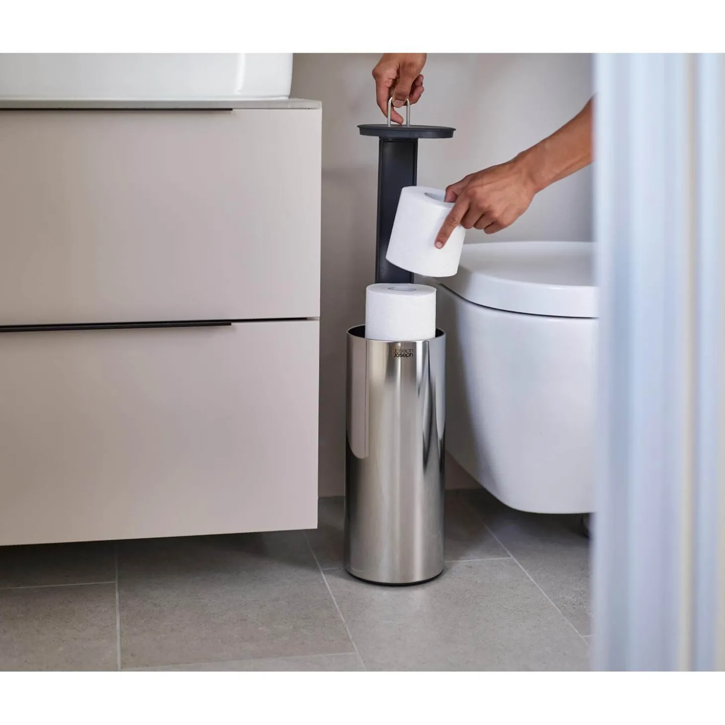 Joseph Joseph EasyStore Luxe Stainless Steel Concealed Toilet Roll Holder