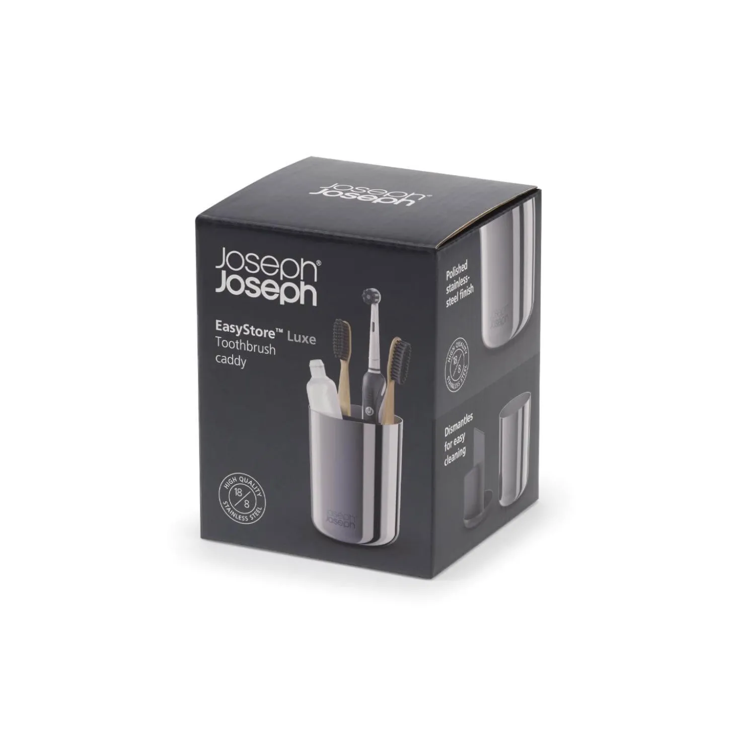 Joseph Joseph EasyStore Luxe Stainless Steel Small Toothbrush Caddy