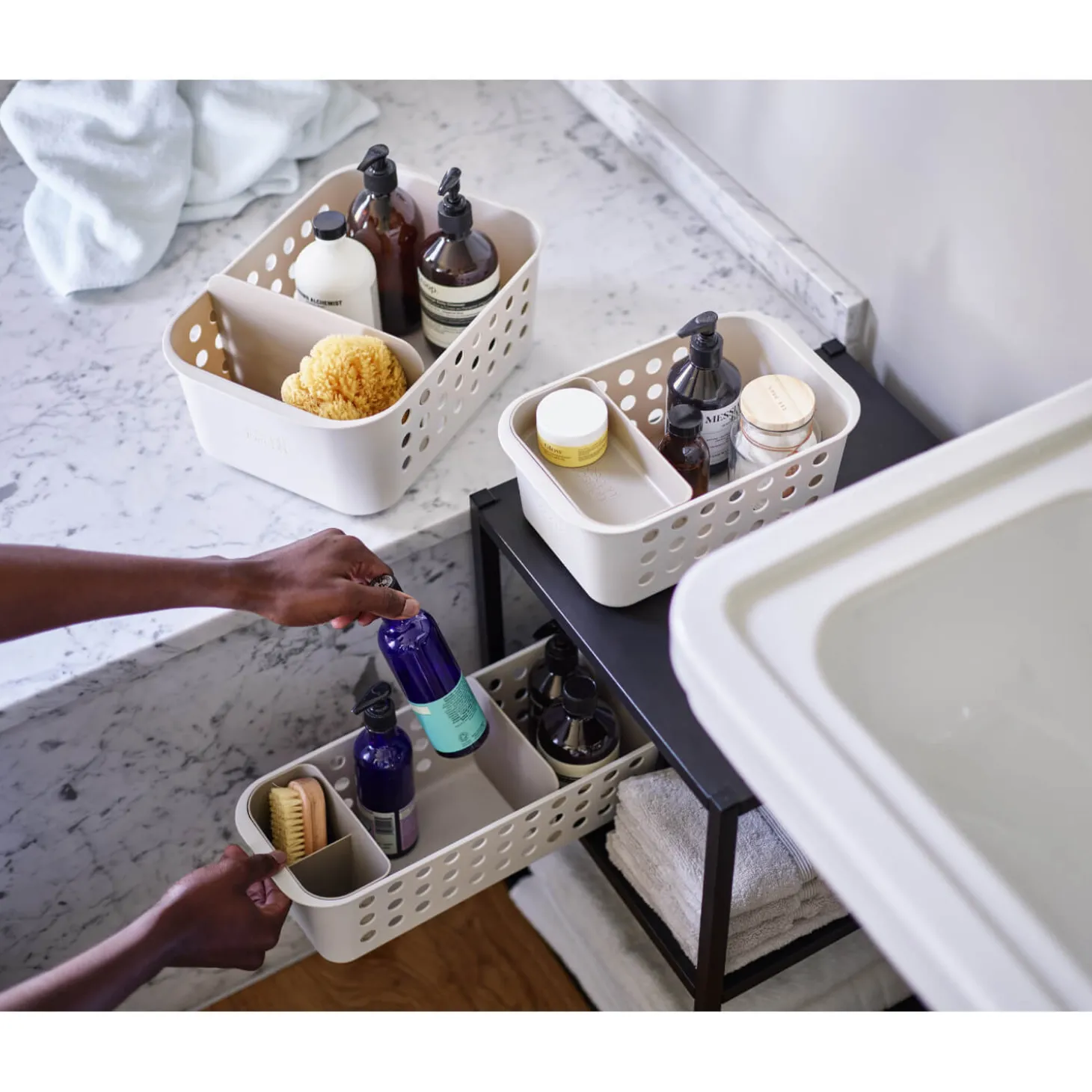 Joseph Joseph EasyStore Small Bathroom Storage Basket - Ecru