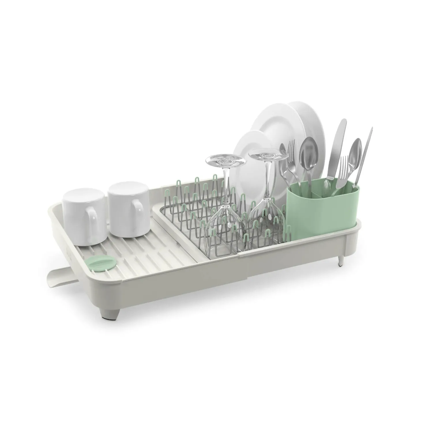 Joseph Joseph Extend Expandable Dish Rack - Light Stone & Sage Green