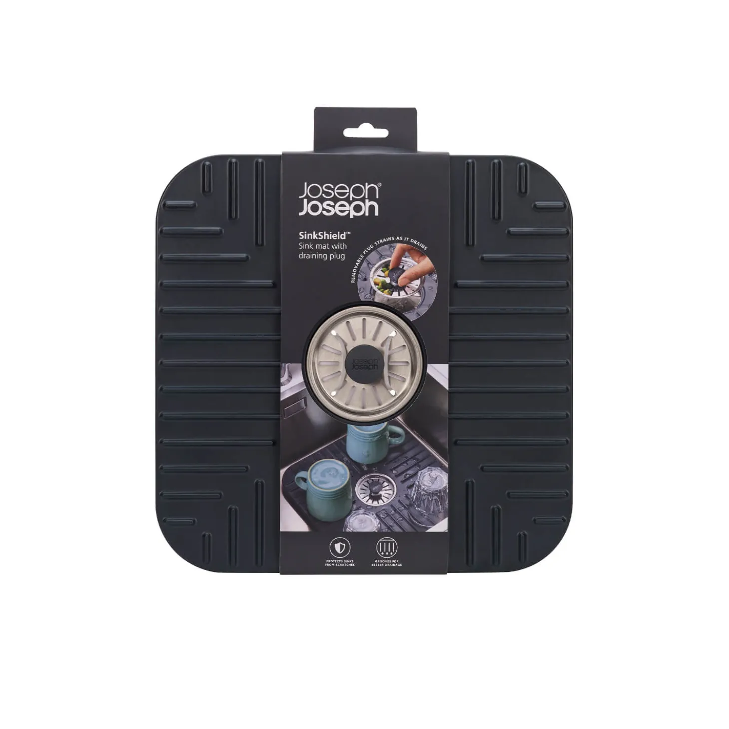 Joseph Joseph SinkShield™ Grey Sink Protector With Plug - Small