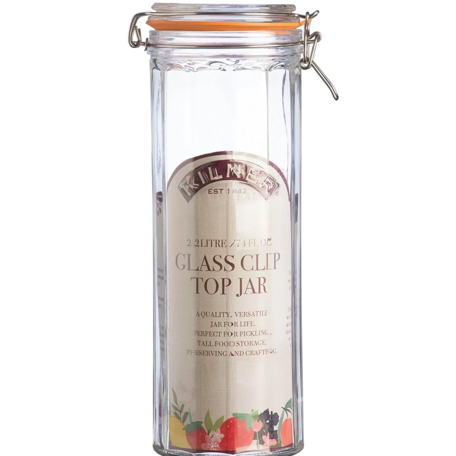 Kilner Glass Facetted Clip Top Storage Jar - 2.2 litre