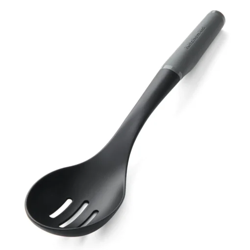 KitchenAid Soft Grip Slotted Spoon - Charcoal Grey