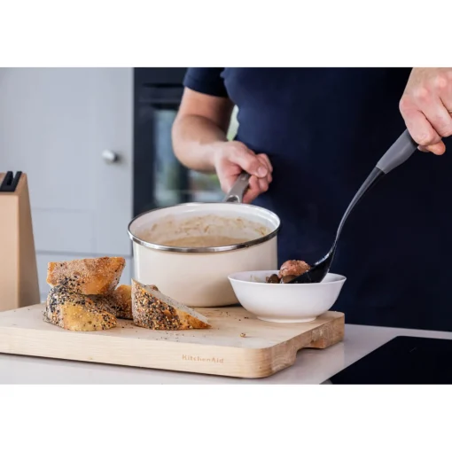 KitchenAid Soft Grip Slotted Spoon - Charcoal Grey