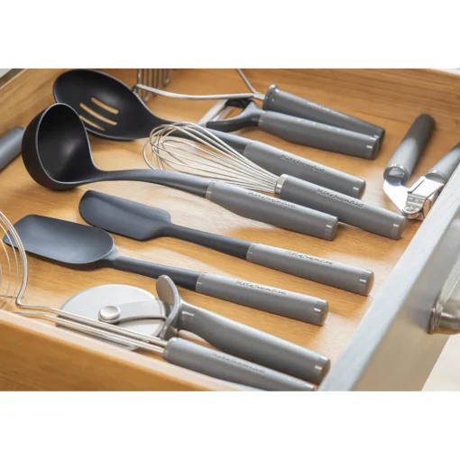 KitchenAid Soft Grip Slotted Spoon - Charcoal Grey