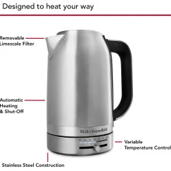 KitchenAid Variable Temperature KEK1701BSX 1.7 Litre Kettle - Brushed Stainless Steel
